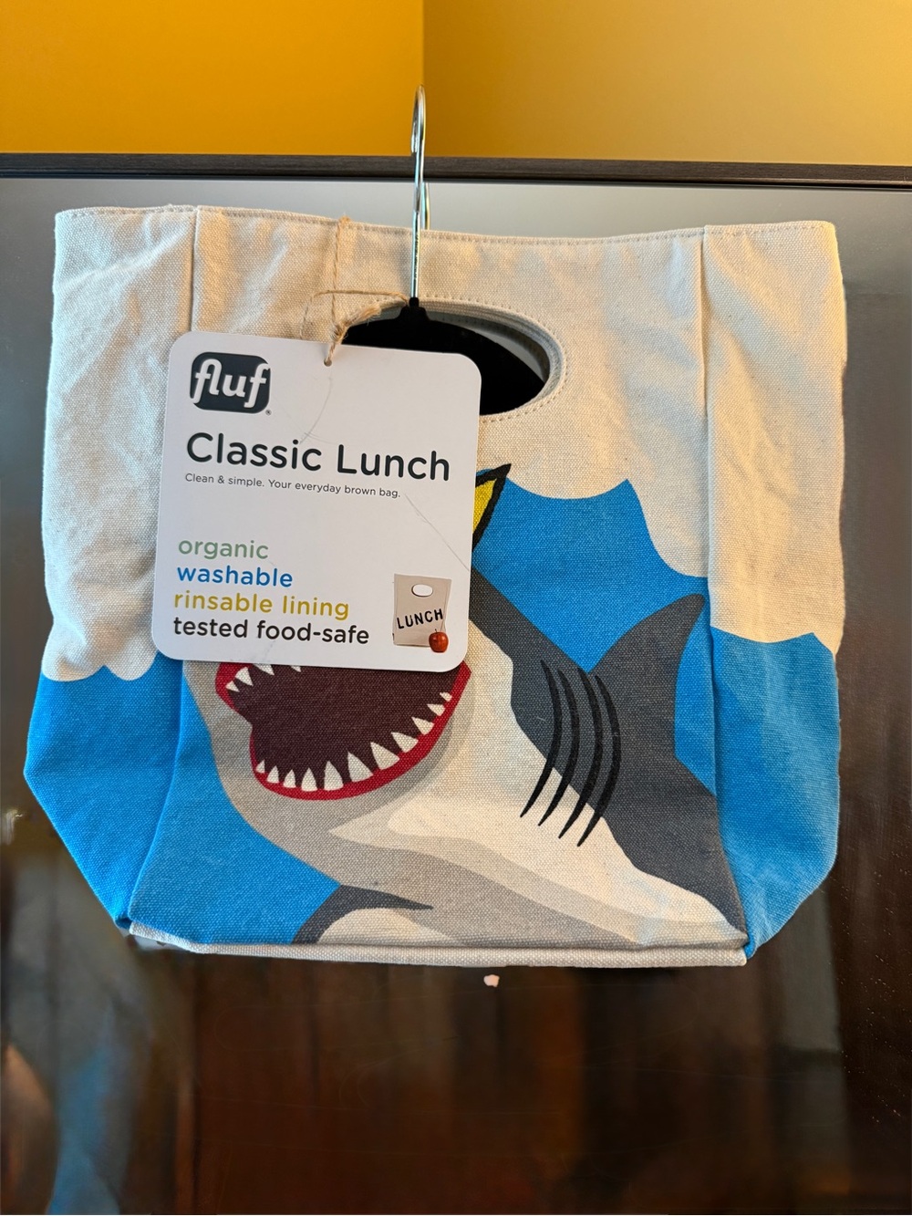 Fluf Classic Shark Kids Lunch Bag - Blue & Cream